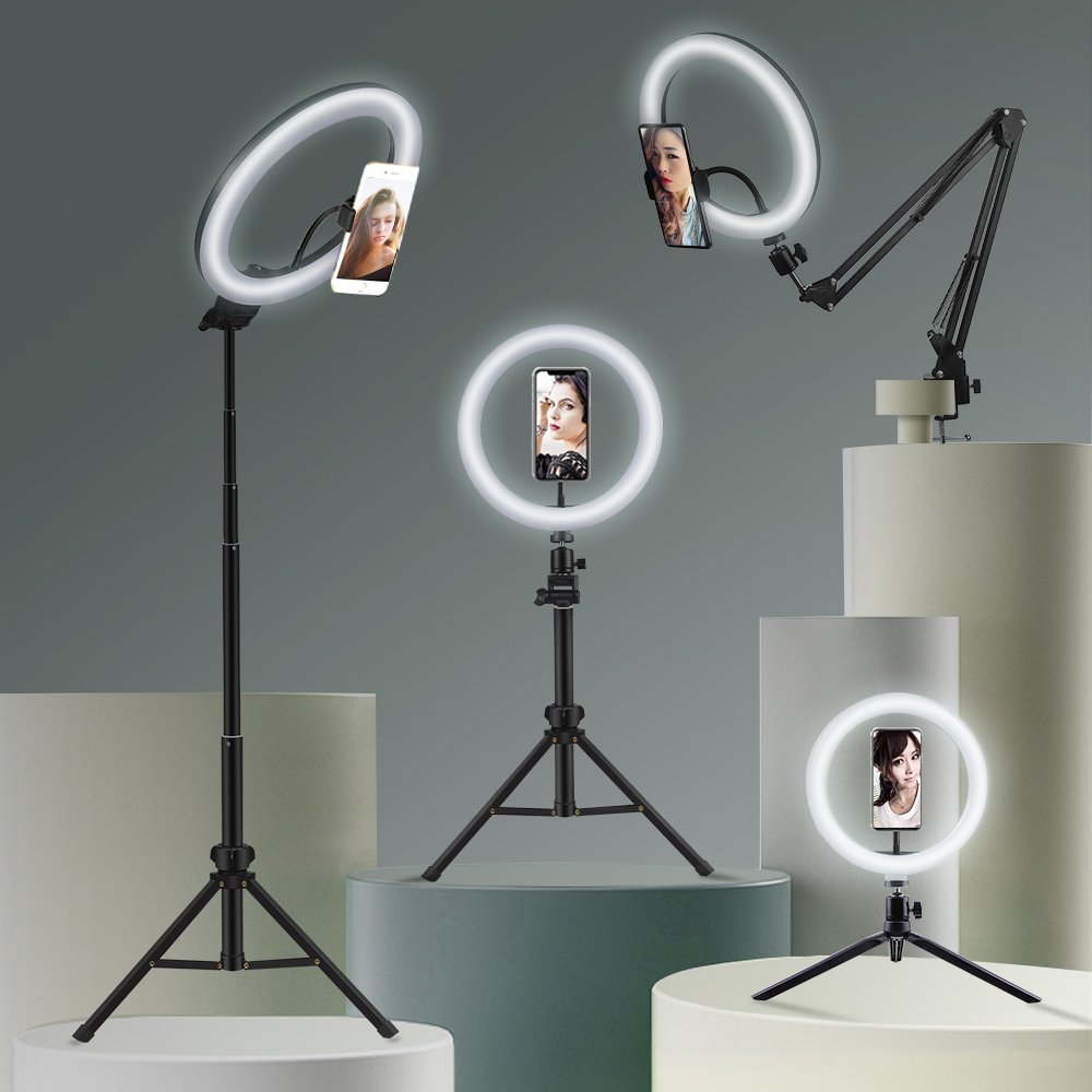 Photography Lighting System - Youtube撮影vlog selfie円形リングライトled写真ビデオカメラランプスタジオ照明電話ホルダー