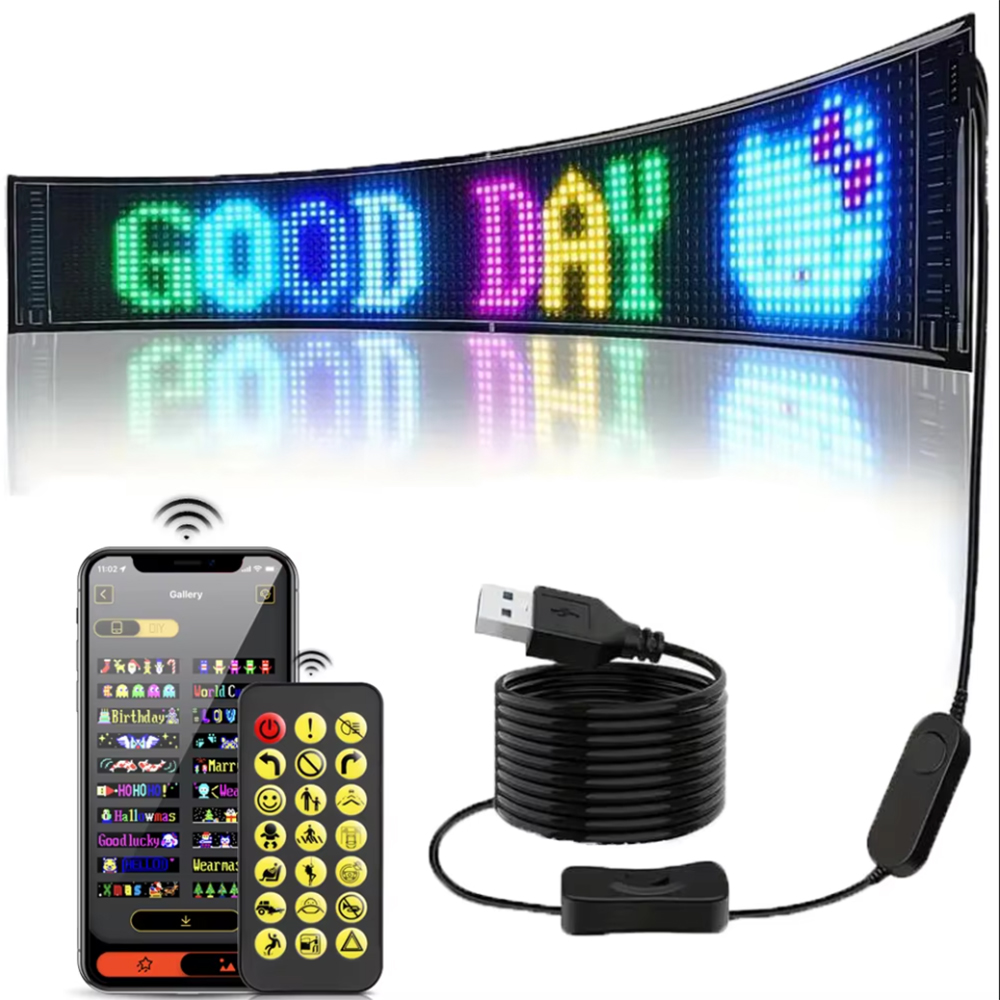 Video Light Panel Led - 16x96 LED マトリックスピクセルパネル、スクロール式明るい広告 LED サインライト、USB フレキシブル
