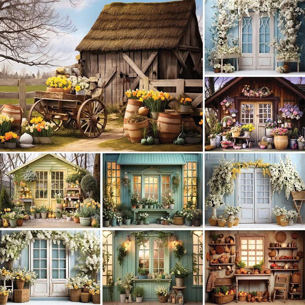 Photography Lighting Backdrop - 春の庭の花の家写真撮影の背景子供の誕生日パーティーケーキスマッシュポートレートカスタム飾る背景写真スタジオ