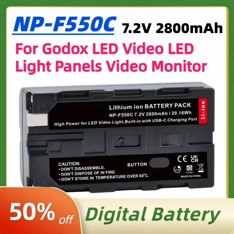 Video Light Panel Led - NP-F550C NP-F550 F570 バッテリー 7.2V 2800mAh