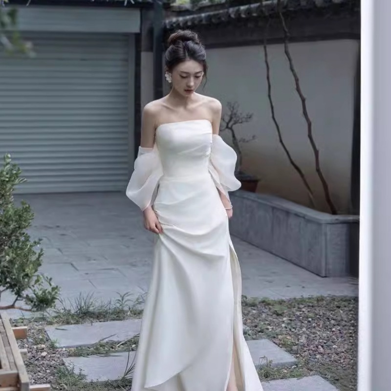 Photography Natural Lighting Basics - 新中式風婚約式モーニングガウンワンピース 2026新スタイル ストラップレス シンプル ロングスタイル 旅行写真撮影用