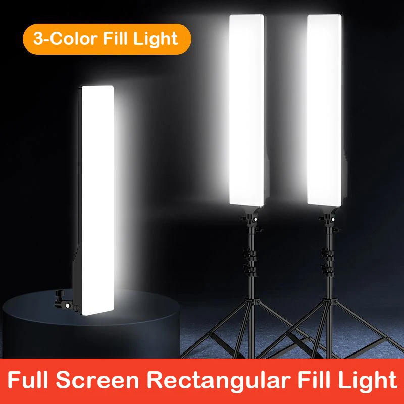 Video Light Panel Led - 長方形LEDフォトスタジオライトパネル 3000K-6500K ビデオフィルライト 三脚スタンド付き ロングアーム ライブ写真撮影照明用