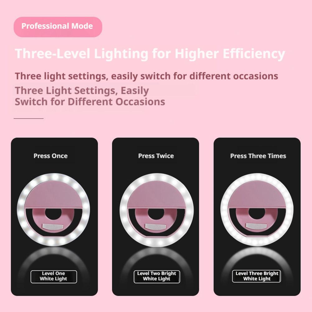 クリップ式自撮りリングライト 充電式USB充電 3段階の明る - Photography Lighting Patterns のレビューと価格