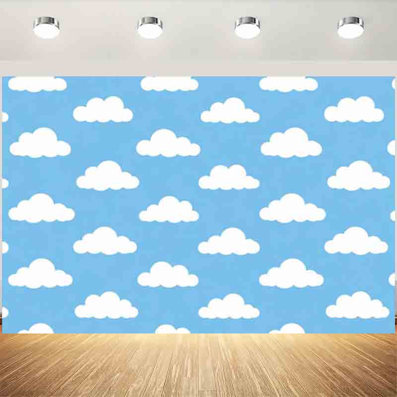 漫画風のシンプルな青空と白い雲の写真背景、新生児や子供の誕生 - Photography Lighting Backdrop のレビューと価格