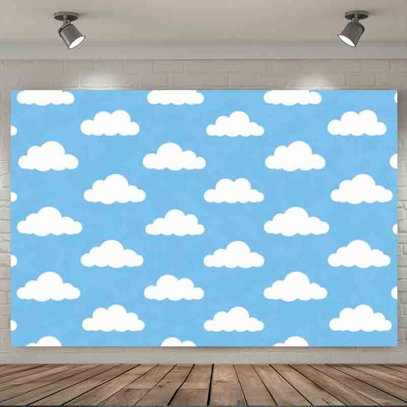 漫画風のシンプルな青空と白い雲の写真背景、新生児や子供の誕生 - Photography Lighting Backdrop のレビューと価格